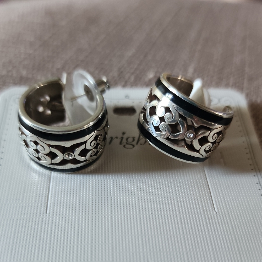 New Brighton Intrigue Soiree Two-Tone Hoop Earrings, NWT - Picture 3 of 8